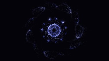 Soyut mavi fraktal ışık arkaplanı 3 boyutlu oluşturuluyor