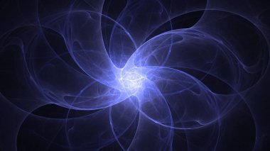 Soyut mavi fraktal ışık arkaplanı 3 boyutlu oluşturuluyor