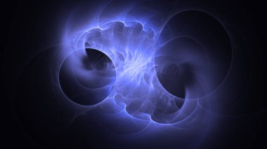 Soyut mavi fraktal ışık arkaplanı 3 boyutlu oluşturuluyor