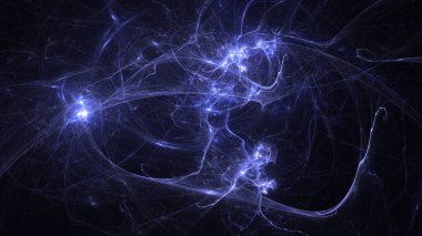 Soyut mavi fraktal ışık arkaplanı 3 boyutlu oluşturuluyor