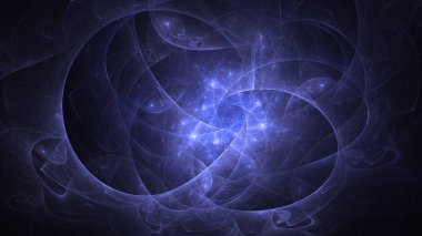 Soyut mavi fraktal ışık arkaplanı 3 boyutlu oluşturuluyor