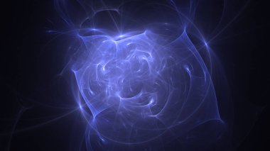 Soyut mavi fraktal ışık arkaplanı 3 boyutlu oluşturuluyor