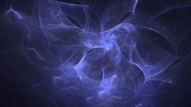 Soyut mavi fraktal ışık arkaplanı 3 boyutlu oluşturuluyor
