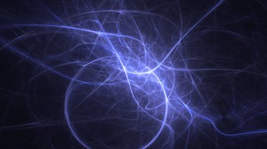 Soyut mavi fraktal ışık arkaplanı 3 boyutlu oluşturuluyor