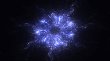 Soyut mavi fraktal ışık arkaplanı 3 boyutlu oluşturuluyor