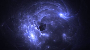 Soyut mavi fraktal ışık arkaplanı 3 boyutlu oluşturuluyor