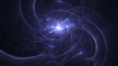 Soyut mavi fraktal ışık arkaplanı 3 boyutlu oluşturuluyor