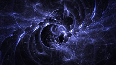 Soyut mavi fraktal ışık arkaplanı 3 boyutlu oluşturuluyor