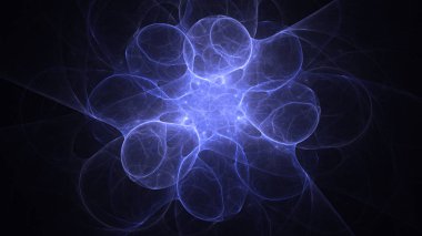 Soyut mavi fraktal ışık arkaplanı 3 boyutlu oluşturuluyor