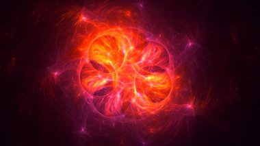 Soyut kırmızı fraktal ışık arkaplanı 3 boyutlu oluşturuluyor