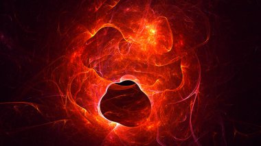 Soyut kırmızı fraktal ışık arkaplanı 3 boyutlu oluşturuluyor