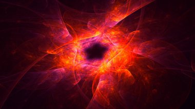 Soyut kırmızı fraktal ışık arkaplanı 3 boyutlu oluşturuluyor