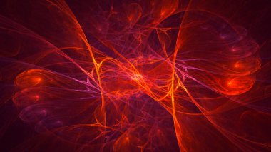 Soyut kırmızı fraktal ışık arkaplanı 3 boyutlu oluşturuluyor