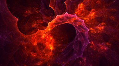 Soyut kırmızı fraktal ışık arkaplanı 3 boyutlu oluşturuluyor
