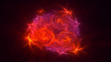 Soyut kırmızı fraktal ışık arkaplanı 3 boyutlu oluşturuluyor