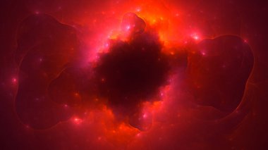 Soyut kırmızı fraktal ışık arkaplanı 3 boyutlu oluşturuluyor