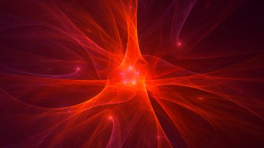 Soyut kırmızı fraktal ışık arkaplanı 3 boyutlu oluşturuluyor