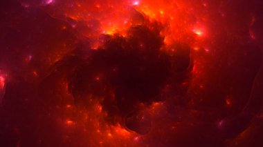 Soyut kırmızı fraktal ışık arkaplanı 3 boyutlu oluşturuluyor