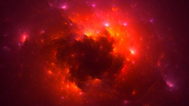 Soyut kırmızı fraktal ışık arkaplanı 3 boyutlu oluşturuluyor