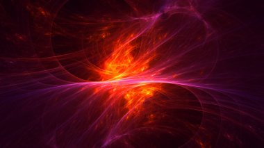 Soyut kırmızı fraktal ışık arkaplanı 3 boyutlu oluşturuluyor