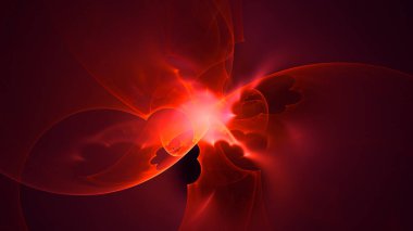 Soyut kırmızı fraktal ışık arkaplanı 3 boyutlu oluşturuluyor