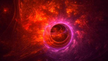 Soyut kırmızı fraktal ışık arkaplanı 3 boyutlu oluşturuluyor