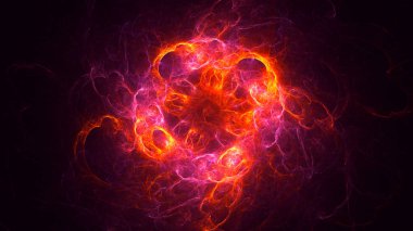 Soyut kırmızı fraktal ışık arkaplanı 3 boyutlu oluşturuluyor