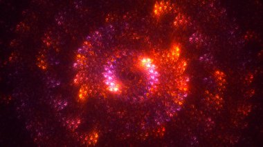 Soyut kırmızı fraktal ışık arkaplanı 3 boyutlu oluşturuluyor