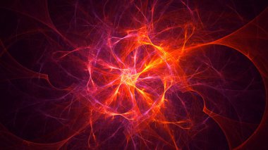 Soyut kırmızı fraktal ışık arkaplanı 3 boyutlu oluşturuluyor
