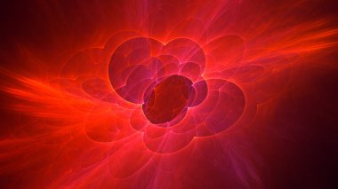 Soyut kırmızı fraktal ışık arkaplanı 3 boyutlu oluşturuluyor