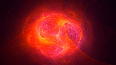 Soyut kırmızı fraktal ışık arkaplanı 3 boyutlu oluşturuluyor