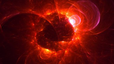 Soyut kırmızı fraktal ışık arkaplanı 3 boyutlu oluşturuluyor