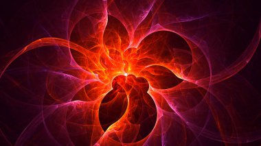 Soyut kırmızı fraktal ışık arkaplanı 3 boyutlu oluşturuluyor