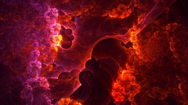 Soyut kırmızı fraktal ışık arkaplanı 3 boyutlu oluşturuluyor