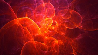 Soyut kırmızı fraktal ışık arkaplanı 3 boyutlu oluşturuluyor