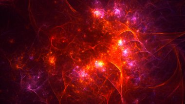 Soyut kırmızı fraktal ışık arkaplanı 3 boyutlu oluşturuluyor
