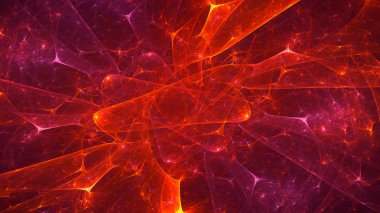 Soyut kırmızı fraktal ışık arkaplanı 3 boyutlu oluşturuluyor