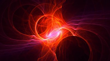 Soyut kırmızı fraktal ışık arkaplanı 3 boyutlu oluşturuluyor