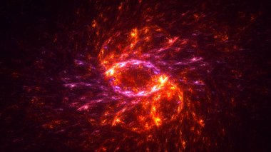 Soyut kırmızı fraktal ışık arkaplanı 3 boyutlu oluşturuluyor