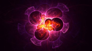 Soyut kırmızı fraktal ışık arkaplanı 3 boyutlu oluşturuluyor