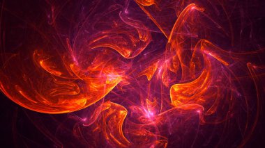 Soyut kırmızı fraktal ışık arkaplanı 3 boyutlu oluşturuluyor