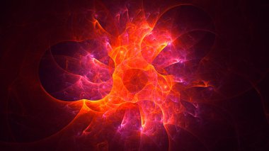 Soyut kırmızı fraktal ışık arkaplanı 3 boyutlu oluşturuluyor