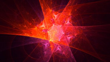Soyut kırmızı fraktal ışık arkaplanı 3 boyutlu oluşturuluyor