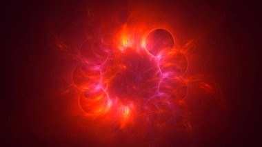 Soyut kırmızı fraktal ışık arkaplanı 3 boyutlu oluşturuluyor