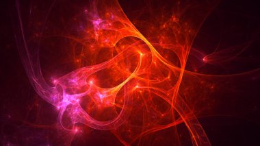 Soyut kırmızı fraktal ışık arkaplanı 3 boyutlu oluşturuluyor