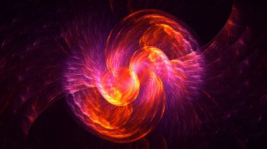 Soyut kırmızı fraktal ışık arkaplanı 3 boyutlu oluşturuluyor