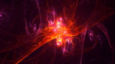 Soyut kırmızı fraktal ışık arkaplanı 3 boyutlu oluşturuluyor