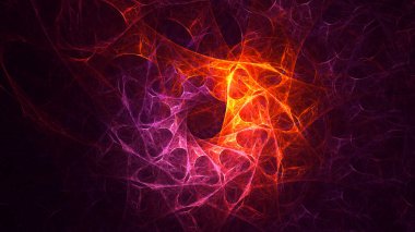 Soyut kırmızı fraktal ışık arkaplanı 3 boyutlu oluşturuluyor