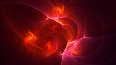 Soyut kırmızı fraktal ışık arkaplanı 3 boyutlu oluşturuluyor