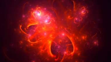 Soyut kırmızı fraktal ışık arkaplanı 3 boyutlu oluşturuluyor